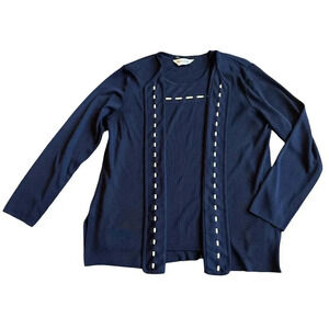 Exclusively Misook Two Piece Cardigan Tank Top Shirt Set Size Medium Women's